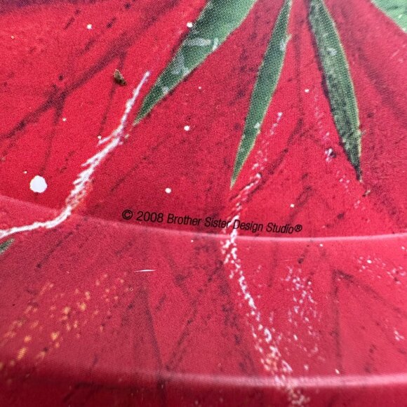 Christmas Serving Trays Poinsettia Metal Set Of 2 Holiday Decor Red Green - Picture 4 of 10